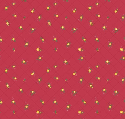 Riley Blake Heather Peterson Market Street Fabric Collection Flower Grid on Berry Premium 100% Quilt Shop Quality Cotton Fabric