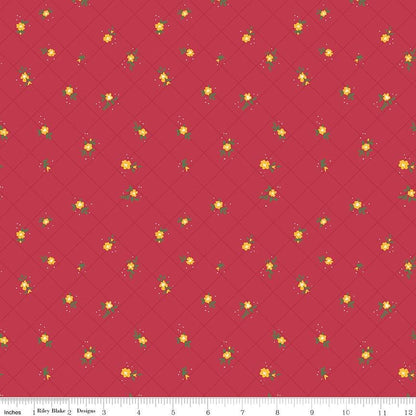 Riley Blake Heather Peterson Market Street Fabric Collection Flower Grid on Berry Premium 100% Quilt Shop Quality Cotton Fabric