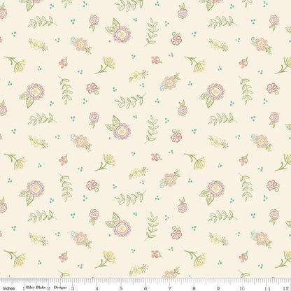 Riley Blake Heather Peterson Market Street Fabric Collection Embroidery Flowers on Cream Premium 100% Quilt Shop Quality Cotton Fabric