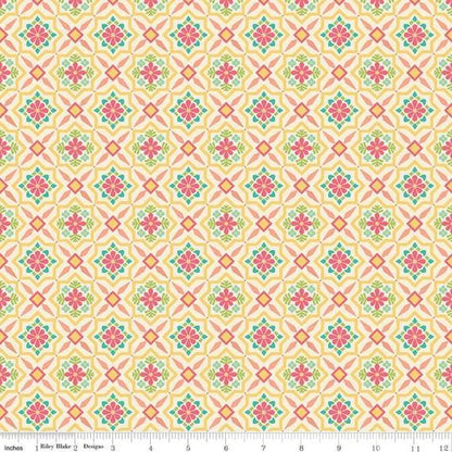 Riley Blake Heather Peterson Market Street Fabric Collection Tiles on Cream Premium 100% Quilt Shop Quality Cotton Fabrics