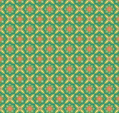 Riley Blake Heather Peterson Market Street Fabric Collection Flowers on Green Premium 100% Quilt Shop Quality Cotton Fabrics