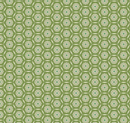 Riley Blake Heather Peterson Market Street Fabric Collection Hexagons on Green Premium 100% Quilt Shop Quality Cotton Fabrics