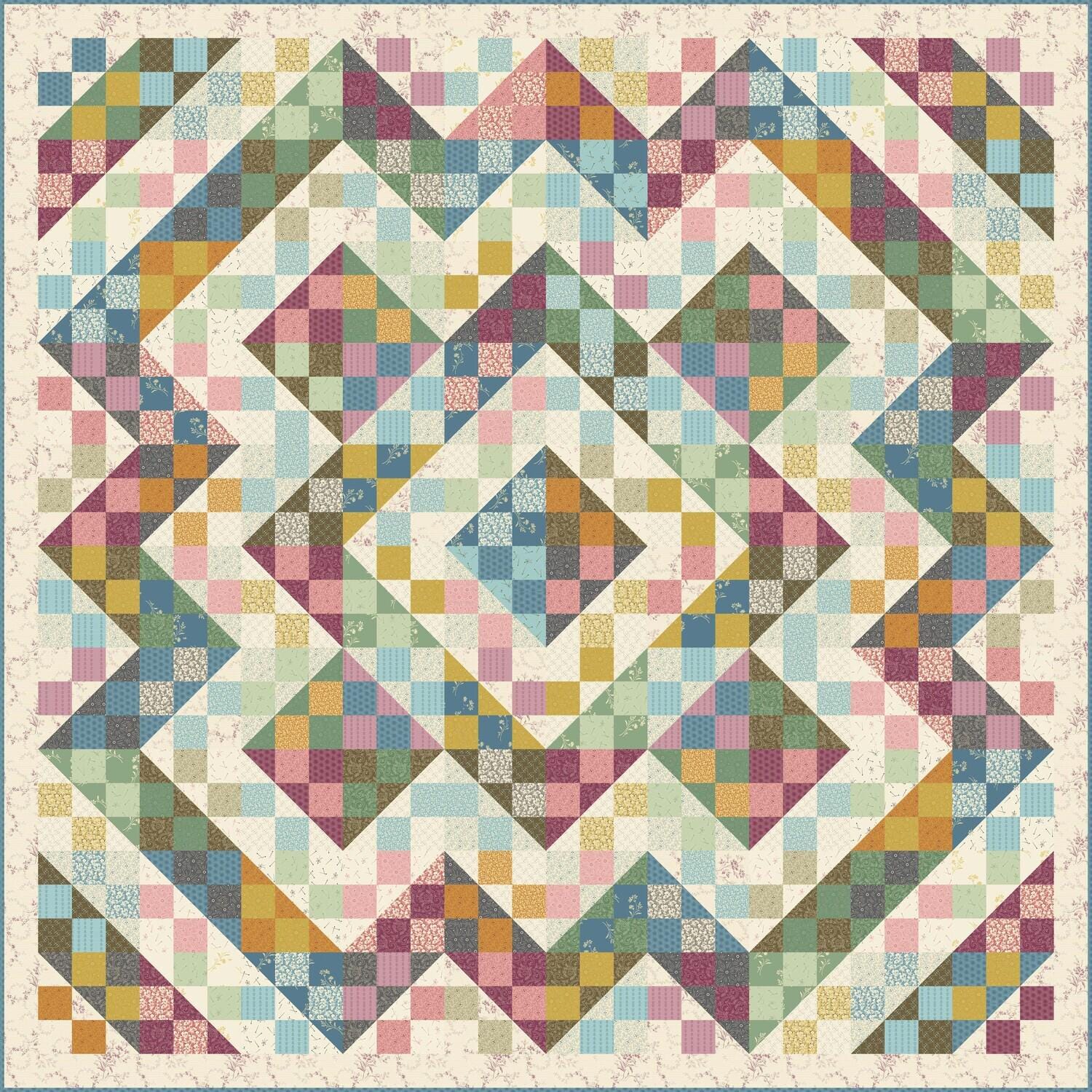 Laundry Basket Quilts Split Nine Patch Quilt Pattern Finished Size: 64.5"x64.45"