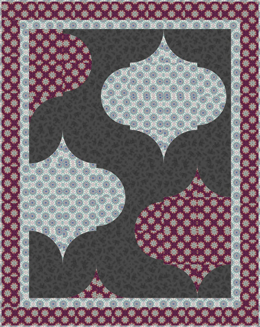 LIMITED EDITION!! Fabric Cafe Mosaic Quilt Kit Featuring Lewis & Irene Soraya Fabric Collection Finished Size: 42.5"x53.5"