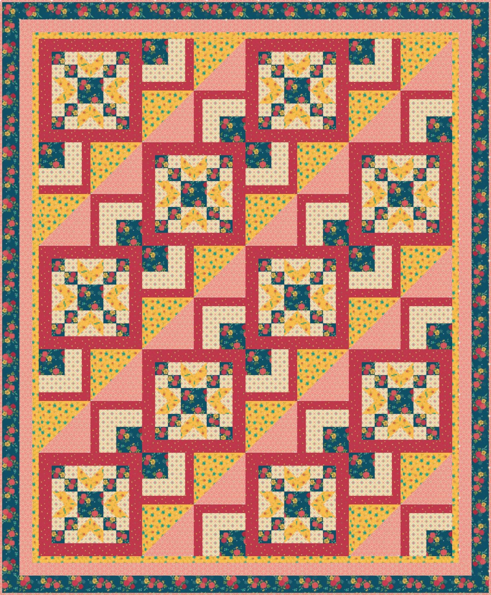 LIMITED EDITION!! Fabric Cafe Galaxy Quilt Kit Featuring Riley Blake Market Street Fabric Collection Finished Size: 57"x69"