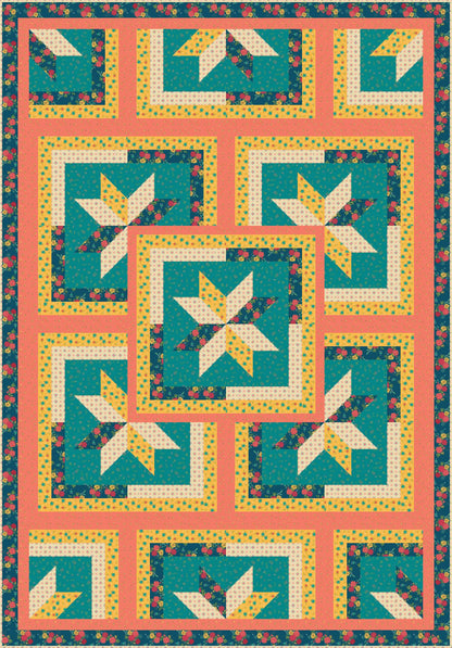 LIMITED EDITION!! Fabric Cafe Zenith Quilt Kit Featuring Riley Blake Market Street Fabric Collection Finished Size: 50"x72"