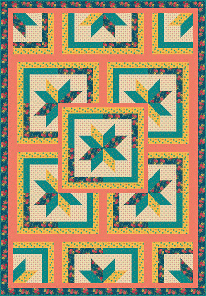 LIMITED EDITION!! Fabric Cafe Zenith Quilt Kit Featuring Riley Blake Market Street Fabric Collection Finished Size: 50"x72"