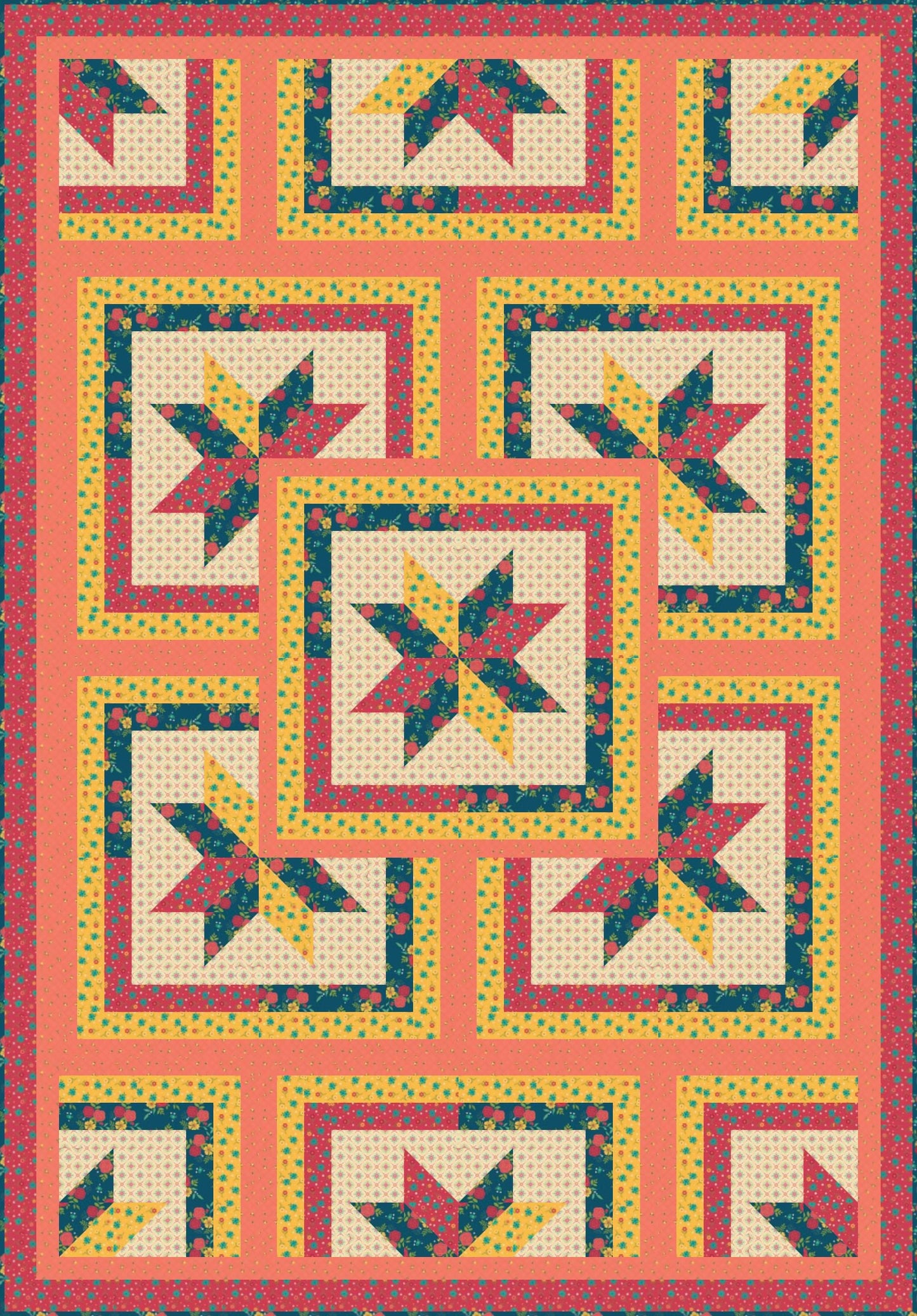 LIMITED EDITION!! Fabric Cafe Zenith Quilt Kit Featuring Riley Blake Market Street Fabric Collection Finished Size: 50"x72"