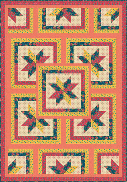 LIMITED EDITION!! Fabric Cafe Zenith Quilt Kit Featuring Riley Blake Market Street Fabric Collection Finished Size: 50"x72"