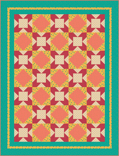 LIMITED EDITION!! Fabric Cafe Eclipse Quilt Kit Featuring Riley Blake Market Street Fabric Collection Finished Size: 52.5"x68.5"