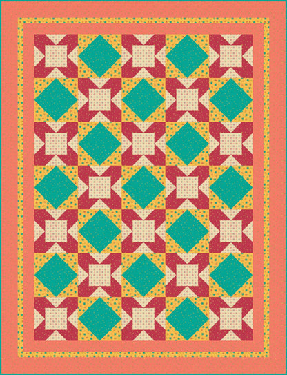 LIMITED EDITION!! Fabric Cafe Eclipse Quilt Kit Featuring Riley Blake Market Street Fabric Collection Finished Size: 52.5"x68.5"