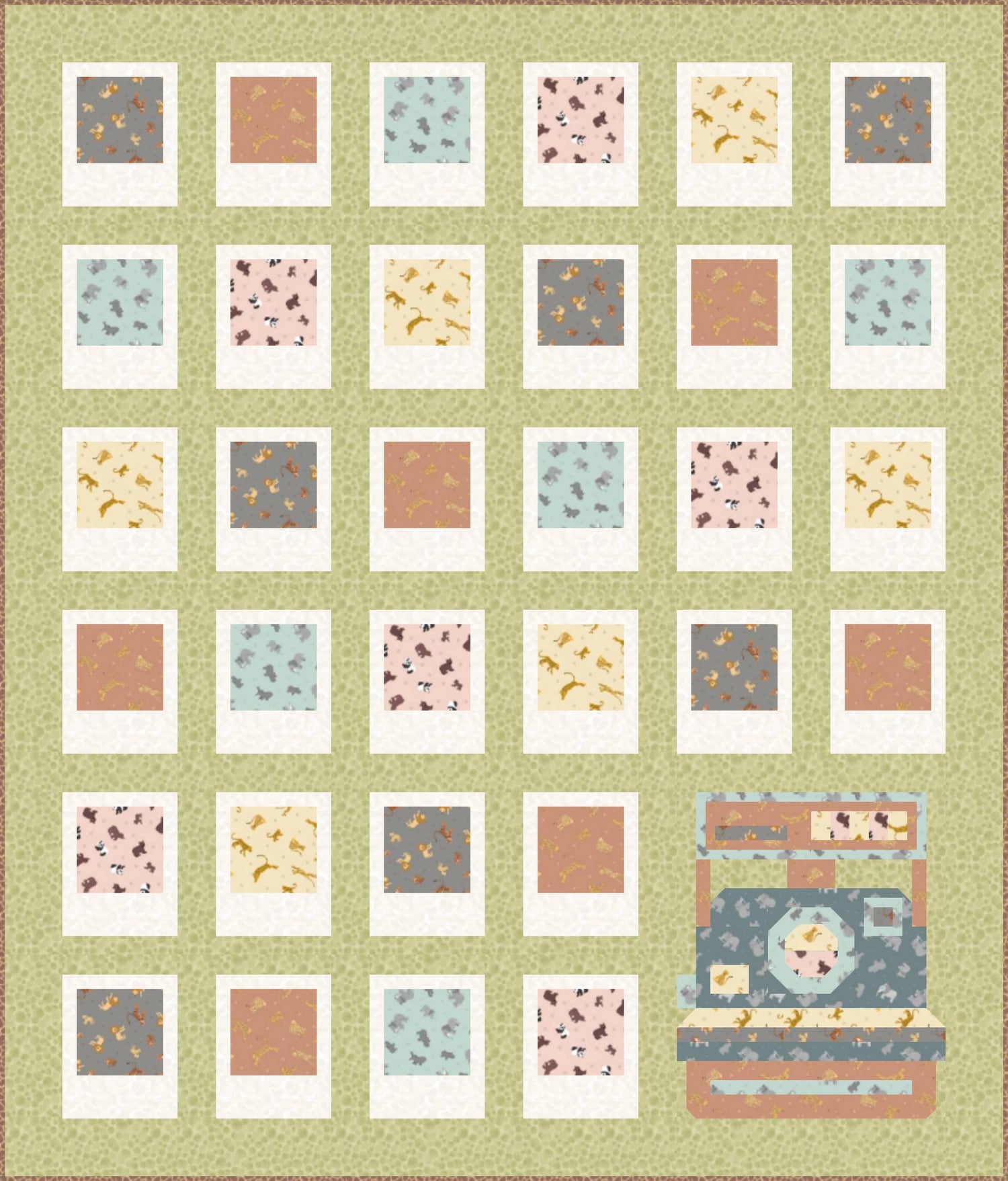 Limited Edition Pen + Paper Patterns Snap Happy Quilt Kit Featuring Lewis & Irene Small Things Wild Animals Fabric Collection