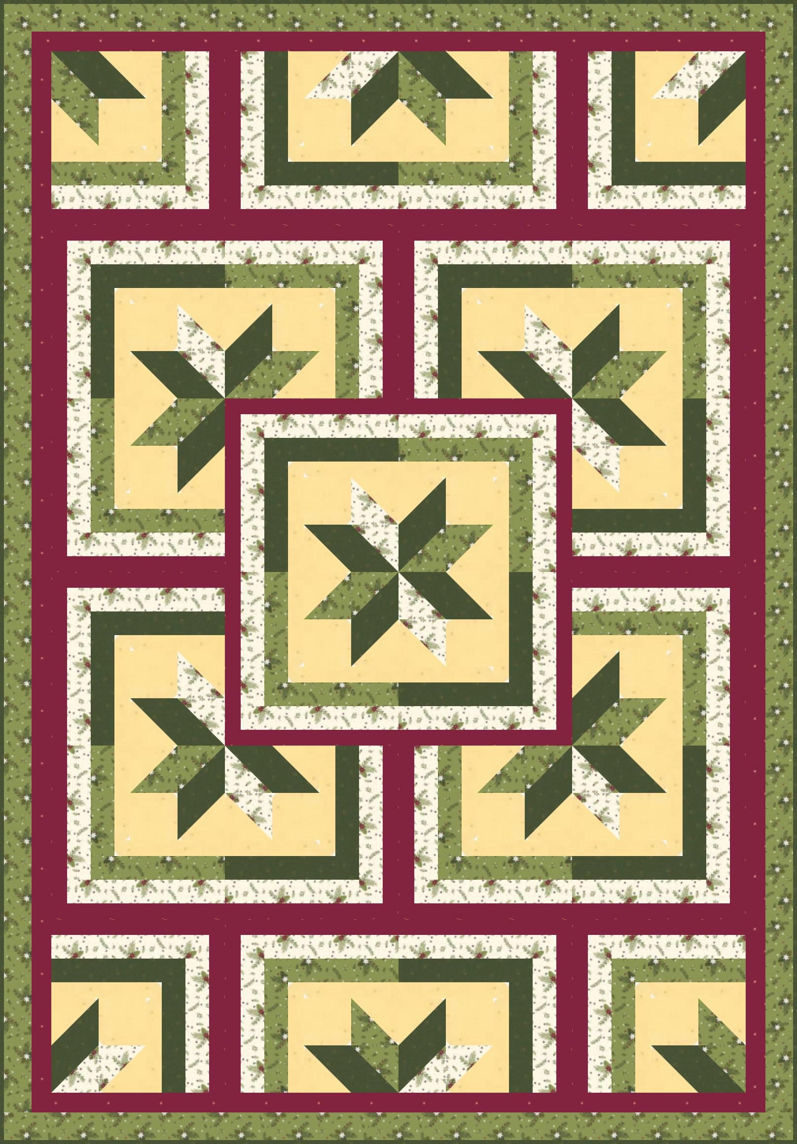 LAST ONE!! Limited Edition Fabric Cafe Zenith Quilt Kit Featuring Riley Blake Silent Night Fabric Collection Finished Size: 50"x72"