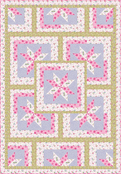 LIMITED EDITION!! Fabric Cafe Zenith Quilt Kit Featuring Lewis & Irene Love Blooms Fabric Collection Finished Size: 50"x72"