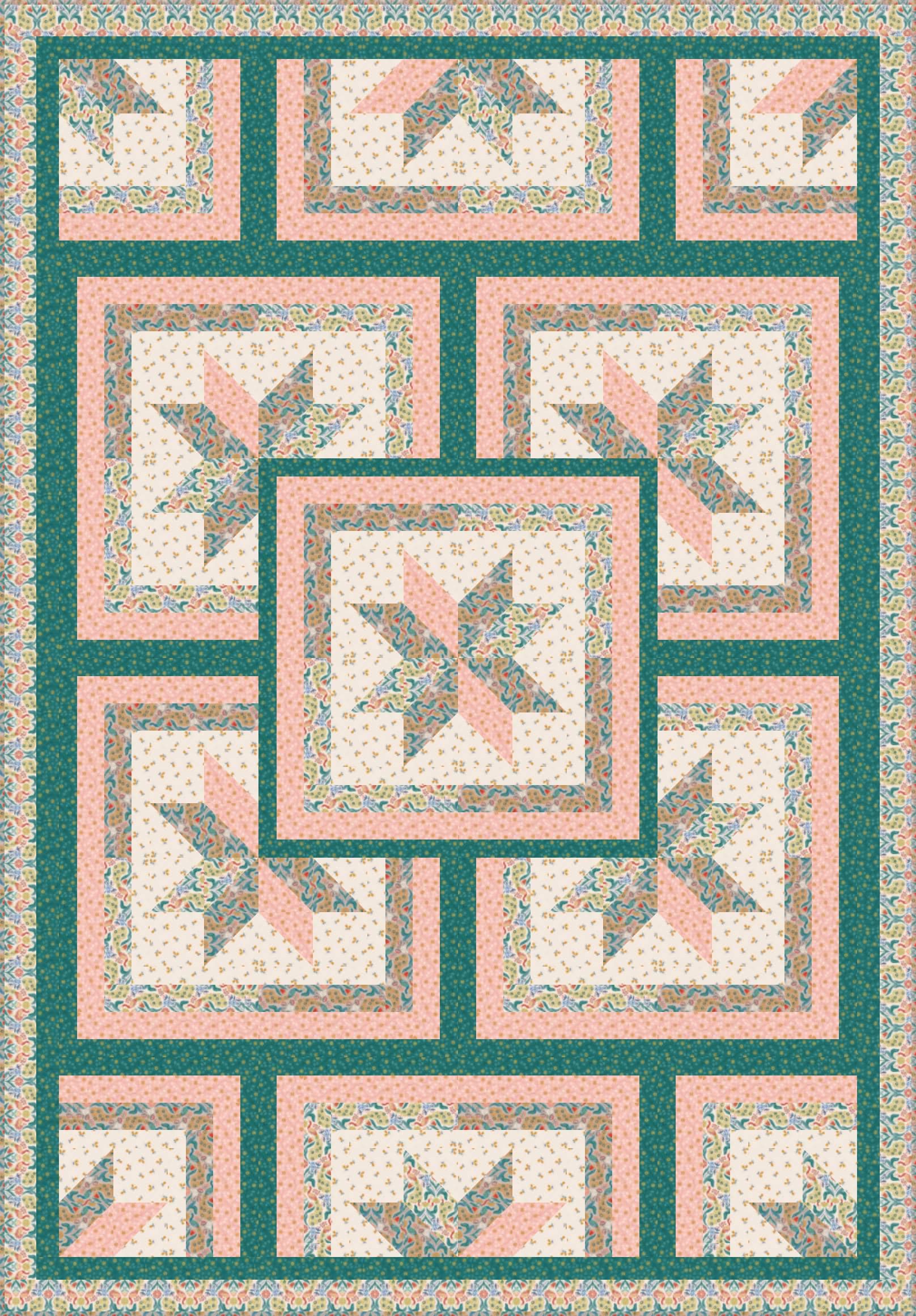 LIMITED EDITION!! Fabric Cafe Zenith Quilt Kit Featuring Lewis & Irene Wintertide Fabric Collection Finished Size: 50"x72"