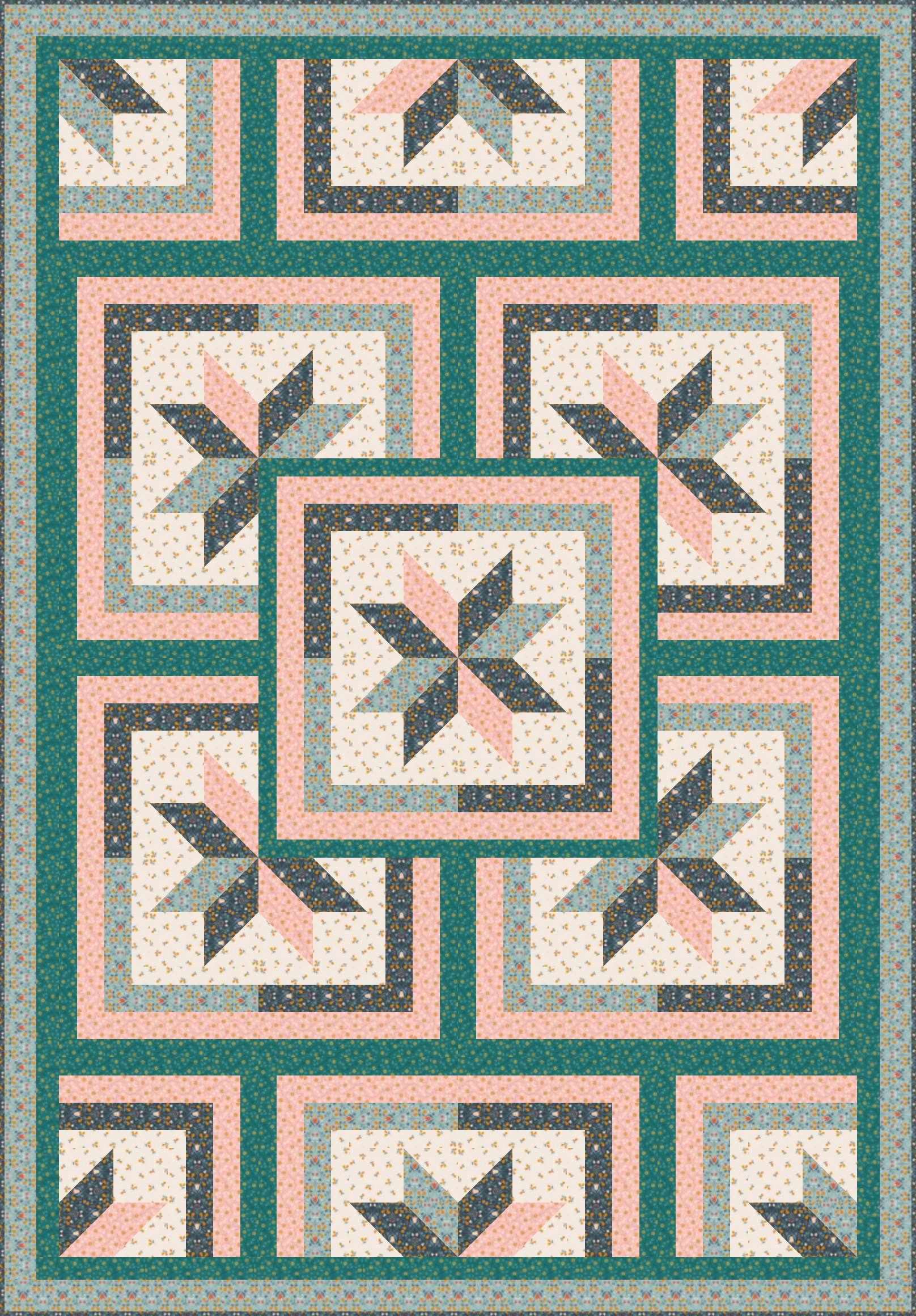 LIMITED EDITION!! Fabric Cafe Zenith Quilt Kit Featuring Lewis & Irene Wintertide Fabric Collection Finished Size: 50"x72"