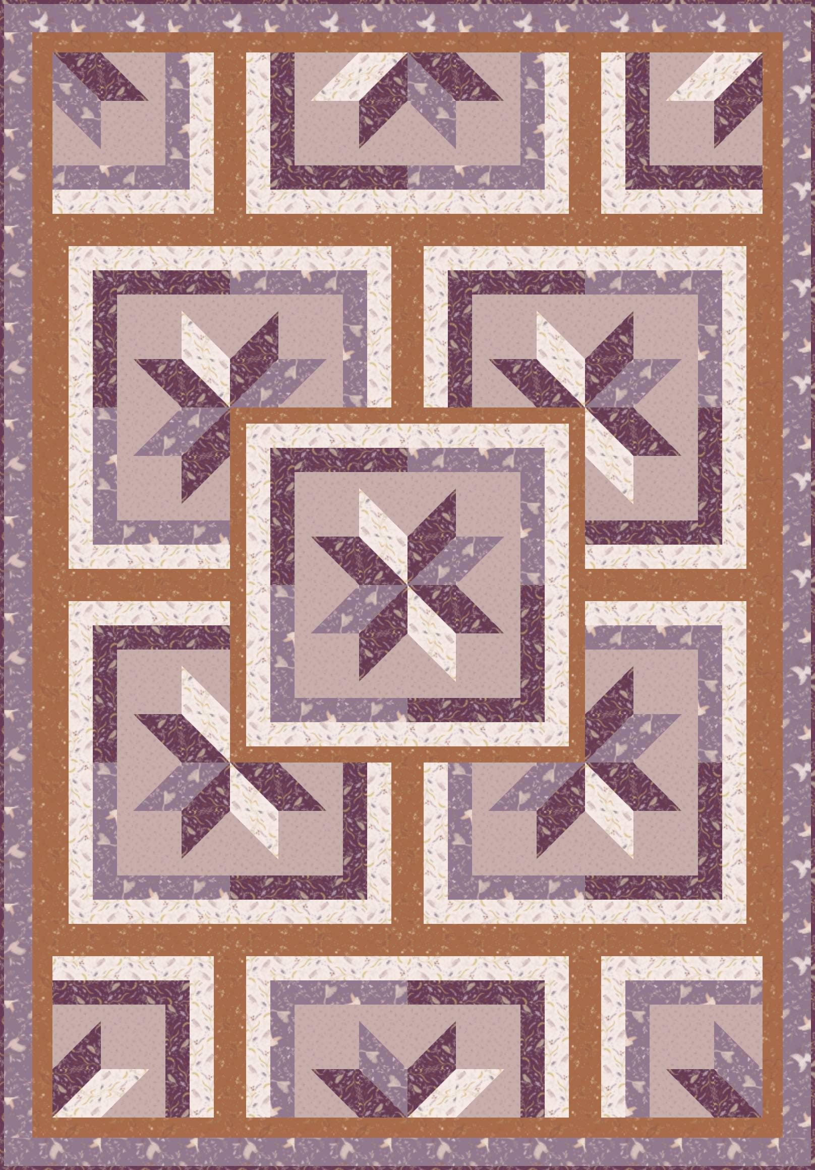 LIMITED EDITION!! Fabric Cafe Zenith Quilt Kit Featuring Lewis & Irene Meadowside Fabric Collection Finished Size: 50"x72"