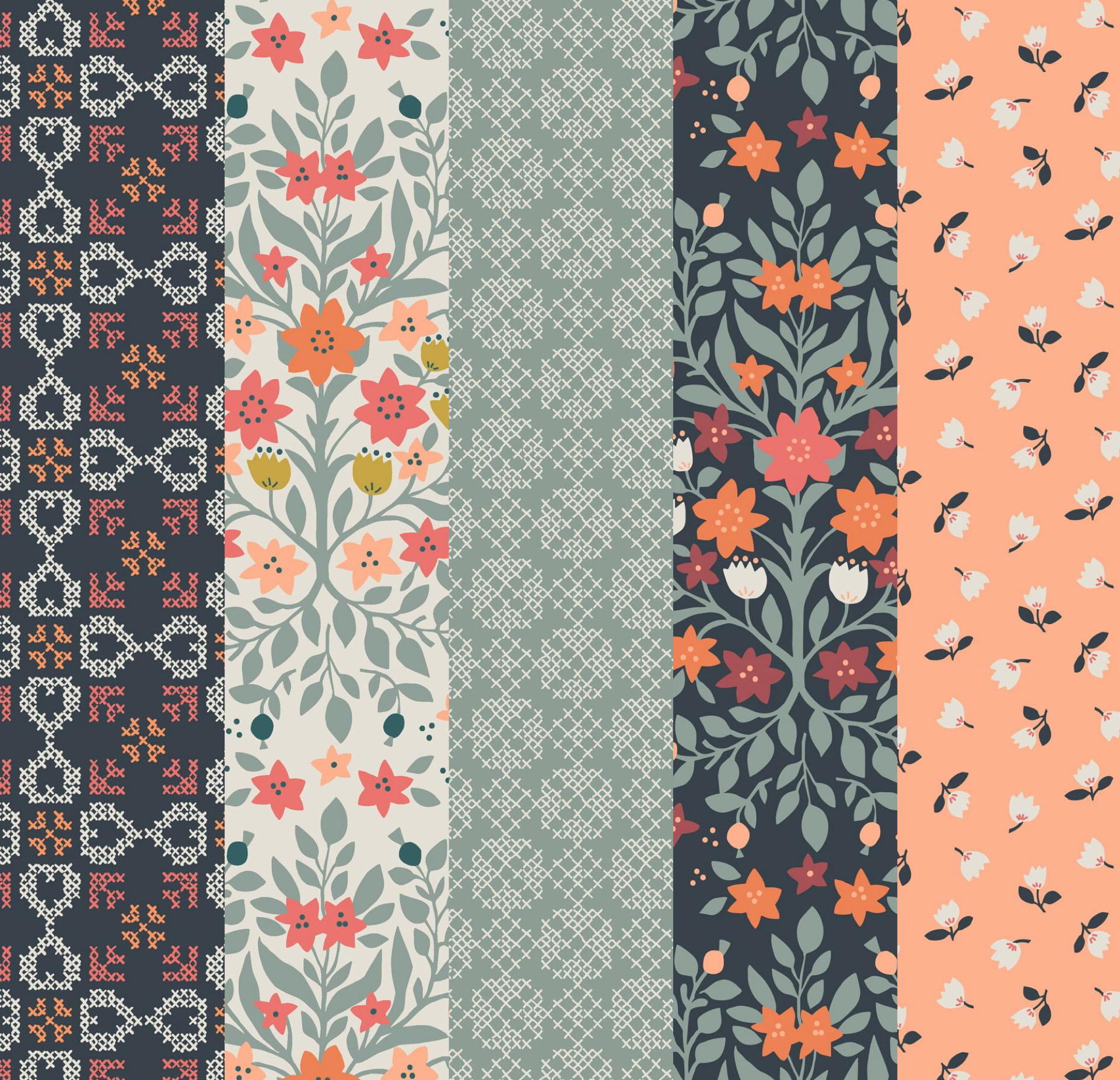 LIMITED EDITION!! Fabric Cafe Zenith Quilt Kit Featuring Lewis & Irene Folk Floral Fabric Collection Finished Size: 50"x72"