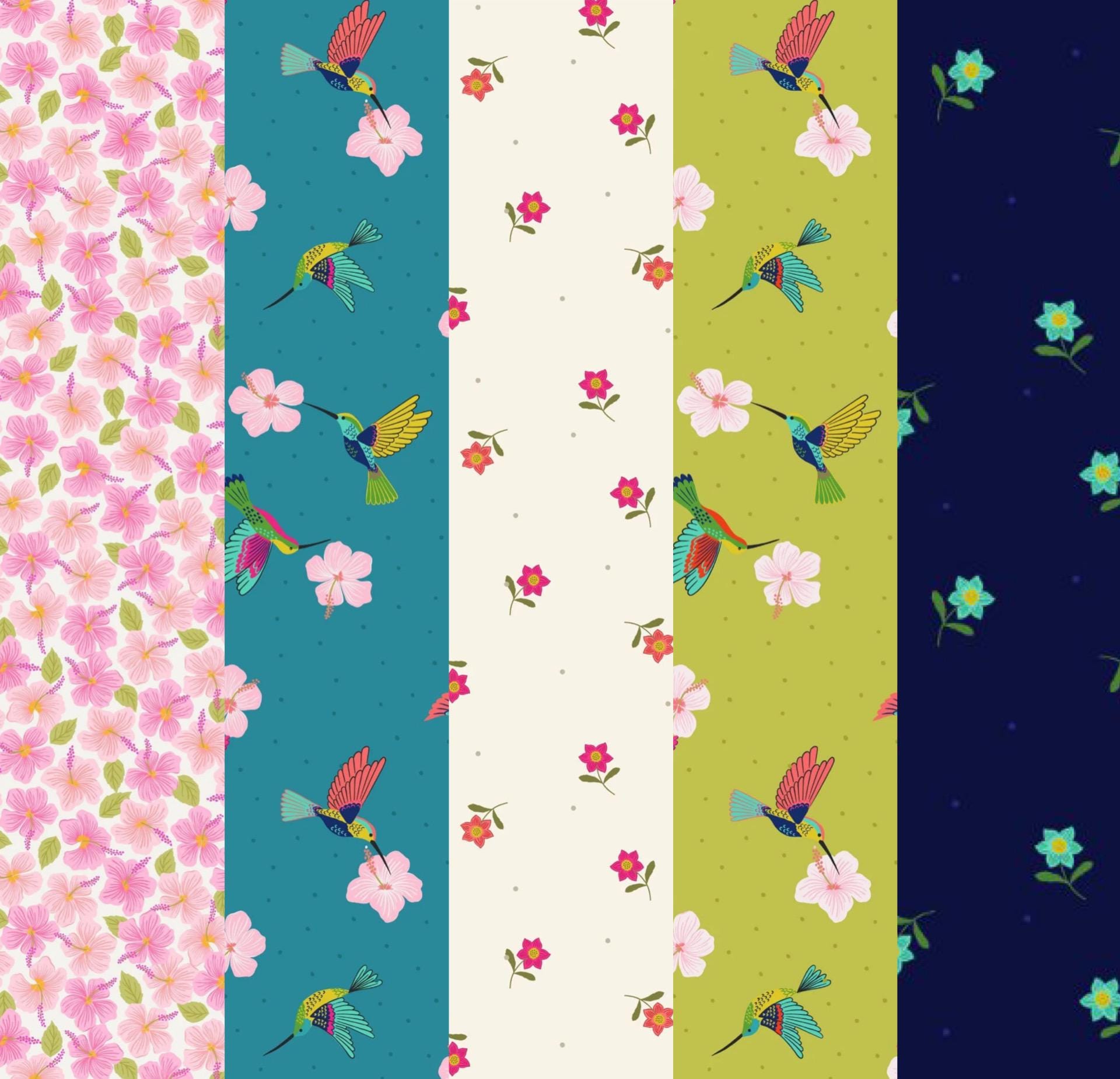 LIMITED EDITION!! Fabric Cafe Zenith Quilt Kit Featuring Lewis & Irene Hibiscus Hummingbird Fabric Collection Finished Size: 50"x72"