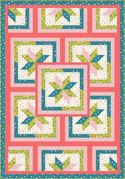LIMITED EDITION!! Fabric Cafe Zenith Quilt Kit Featuring Lewis & Irene Hibiscus Hummingbird Fabric Collection Finished Size: 50"x72"