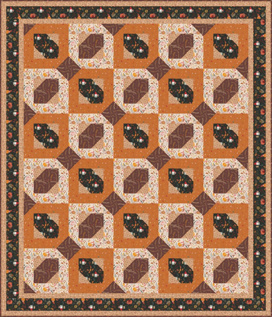 LIMITED EDITION!! Fabric Cafe Passage Quilt Kit Featuring Lewis & Irene Snuggle Season Fabric Collection Finished Size: 54”x63"