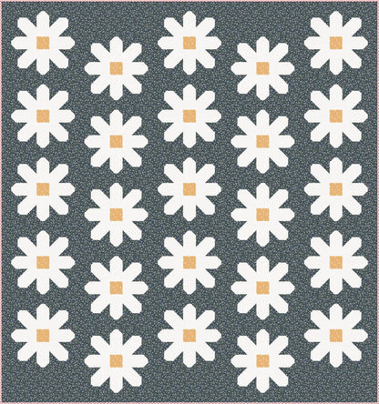Pen + Paper Patterns Fresh as a Daisy Quilt Kit Featuring Poppie Cotton Sunshine & Chamomile Fabric Collection Finished Size: 59.5"x63.5"