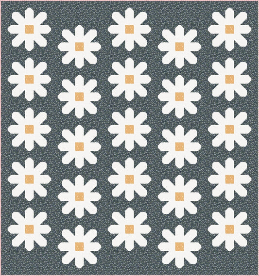 Pen + Paper Patterns Fresh as a Daisy Quilt Kit Featuring Poppie Cotton Sunshine & Chamomile Fabric Collection Finished Size: 59.5"x63.5"