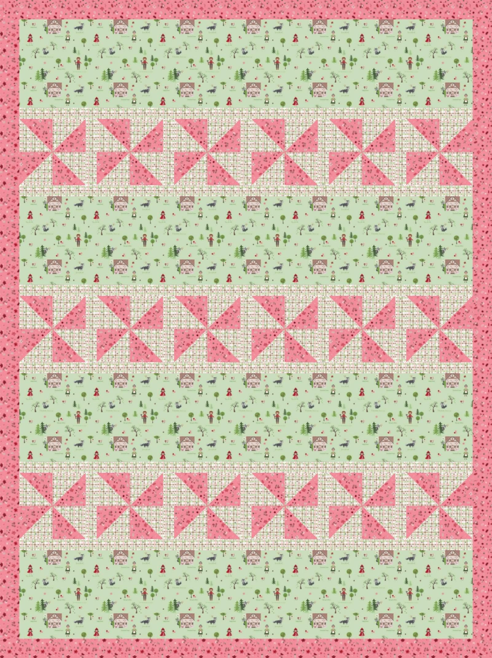LIMITED EDITION Fabric Cafe Happy Go Lucky Quilt Kit Featuring Riley Blake To Grandmother's House Fabric Collection