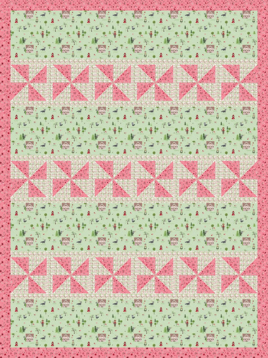LIMITED EDITION Fabric Cafe Happy Go Lucky Quilt Kit Featuring Riley Blake To Grandmother's House Fabric Collection