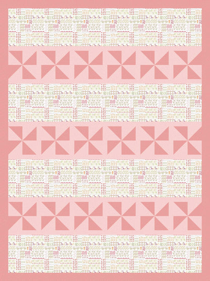 LIMITED EDITION Fabric Cafe Happy Go Lucky Quilt Kit Featuring Poppie Cotton Kaisley Rose Fabric Collection