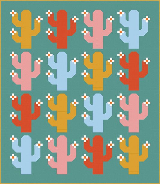 Pen + Paper Patterns Oh My Cacti Quilt Kit Featuring Poppie Cotton Country Confetti Fabric Collection Finished Size: 53.5"x61.5"