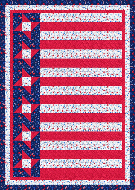 LIMITED EDITION Fabric Cafe Olde Glory Quilt Kit Featuring Lewis & Irene Americana Fabric Collection Finished Size: 44.5"x62.5"