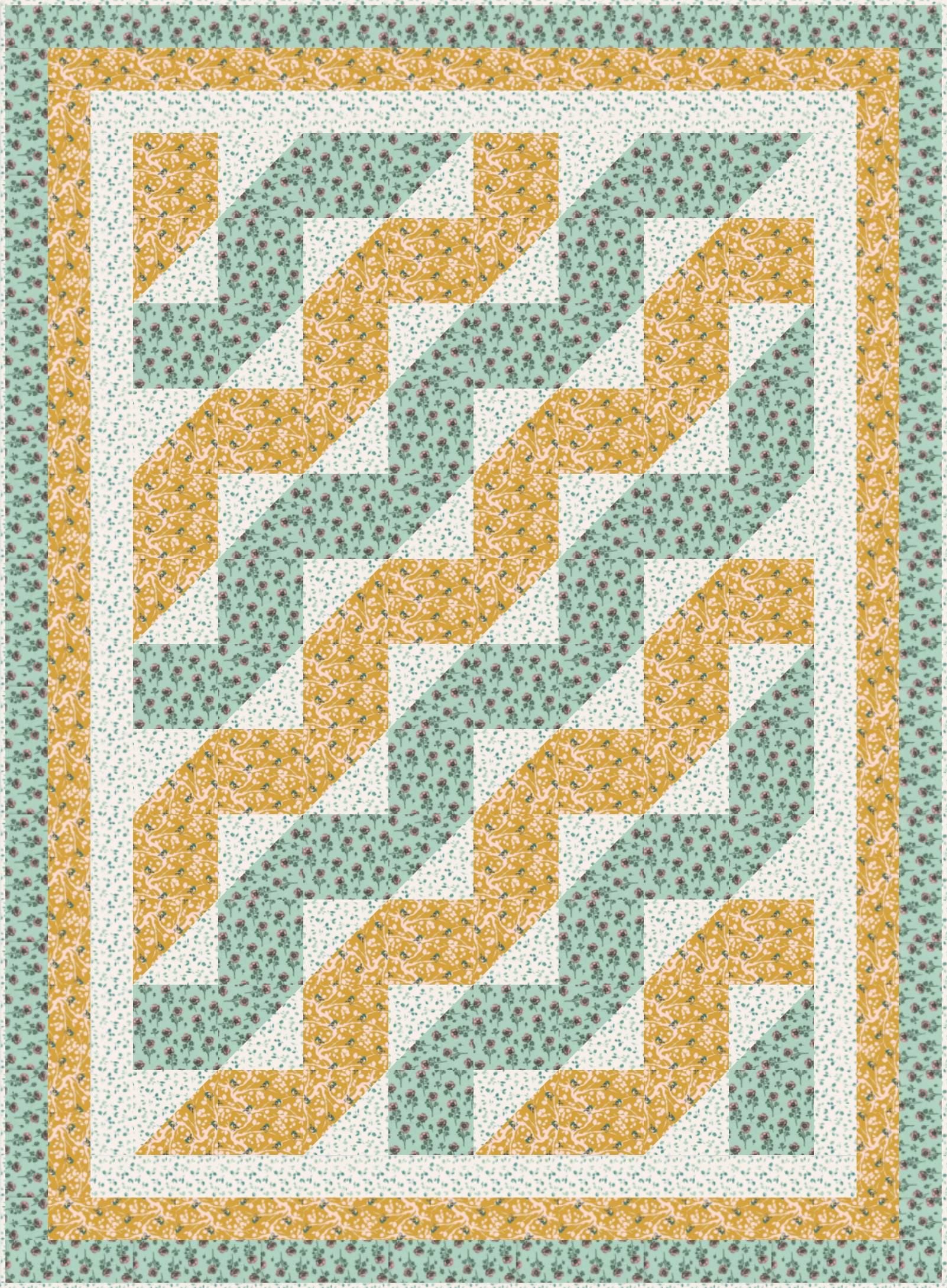 LIMITED EDITION!! Fabric Cafe Waves Quilt Kit Featuring Riley Blake Porch Swing Fabric Collection Finished Size: 44.5"x60.5"