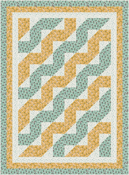 LIMITED EDITION!! Fabric Cafe Waves Quilt Kit Featuring Riley Blake Porch Swing Fabric Collection Finished Size: 44.5"x60.5"