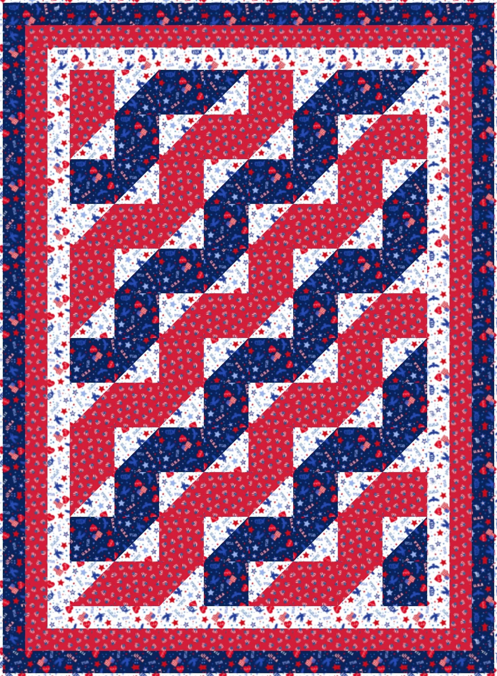 LIMITED EDITION!! Fabric Cafe Waves Quilt Kit Featuring Lewis & Irene Americana Fabric Collection Finished Size: 44.5"x60.5"