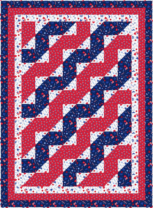 LIMITED EDITION!! Fabric Cafe Waves Quilt Kit Featuring Lewis & Irene Americana Fabric Collection Finished Size: 44.5"x60.5"