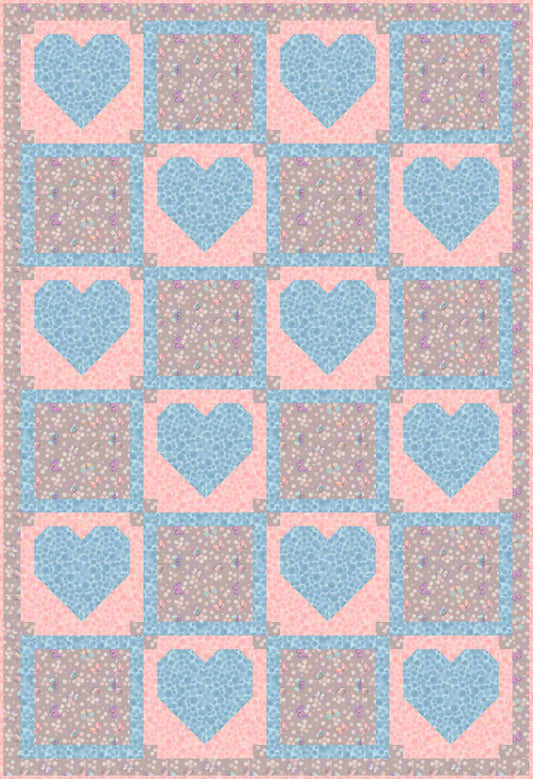 LIMITED EDITION!! Fabric Cafe Amore Quilt Kit Featuring Lewis & Irene Love Blooms Fabric Collection Finished Size: 39"x57"