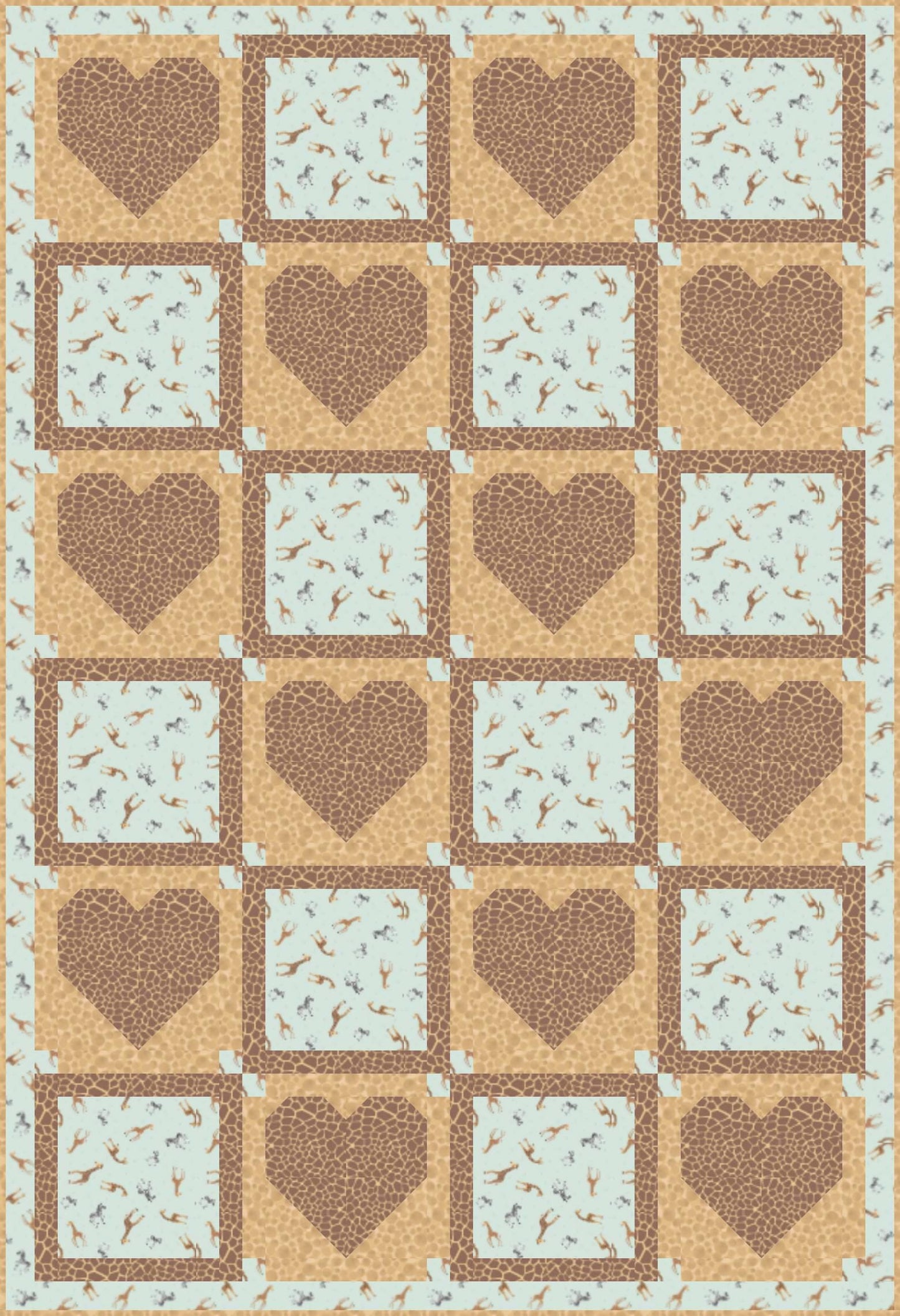 LIMITED EDITION!! Fabric Cafe Amore Quilt Kit Featuring Lewis & Irene Small Things Wild Animals Fabric Collection Finished Size: 39"x57"