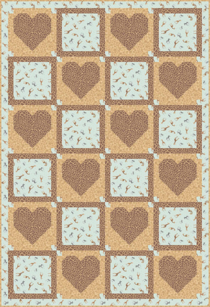 LIMITED EDITION!! Fabric Cafe Amore Quilt Kit Featuring Lewis & Irene Small Things Wild Animals Fabric Collection Finished Size: 39"x57"