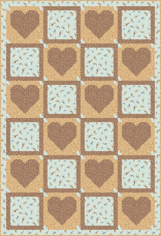 LIMITED EDITION!! Fabric Cafe Amore Quilt Kit Featuring Lewis & Irene Small Things Wild Animals Fabric Collection Finished Size: 39"x57"