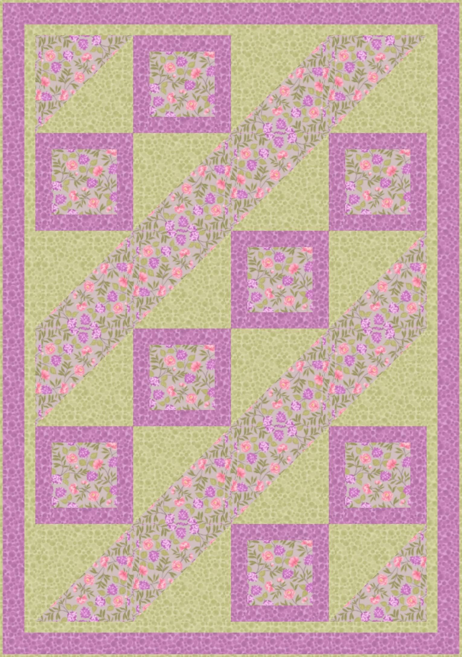 LIMITED EDITION!! Fabric Cafe Ashford Square Quilt Kit Featuring Lewis & Irene Love Blooms Fabric Collection Finished Size: 42.5"x60.5"