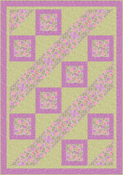 LIMITED EDITION!! Fabric Cafe Ashford Square Quilt Kit Featuring Lewis & Irene Love Blooms Fabric Collection Finished Size: 42.5"x60.5"