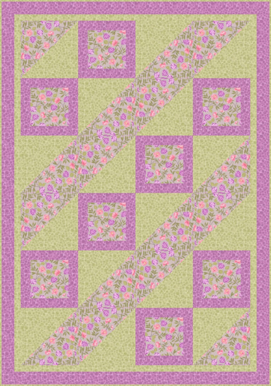 LIMITED EDITION!! Fabric Cafe Ashford Square Quilt Kit Featuring Lewis & Irene Love Blooms Fabric Collection Finished Size: 42.5"x60.5"