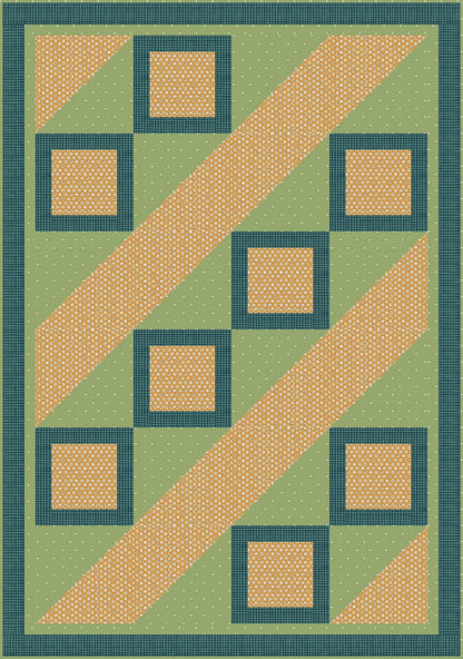 LIMITED EDITION!! Fabric Cafe Ashford Square Quilt Kit Featuring Riley Blake Love You S'Mores Fabric Collection Finished Size: 42.5"x60.5"