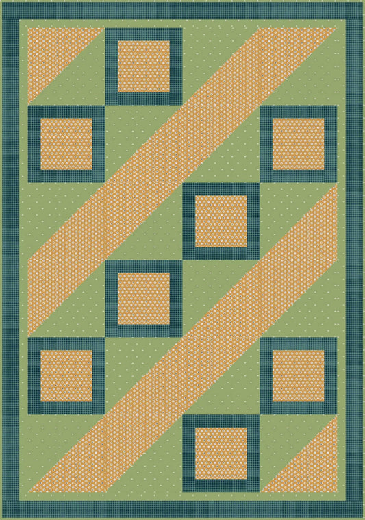 LIMITED EDITION!! Fabric Cafe Ashford Square Quilt Kit Featuring Riley Blake Love You S'Mores Fabric Collection Finished Size: 42.5"x60.5"