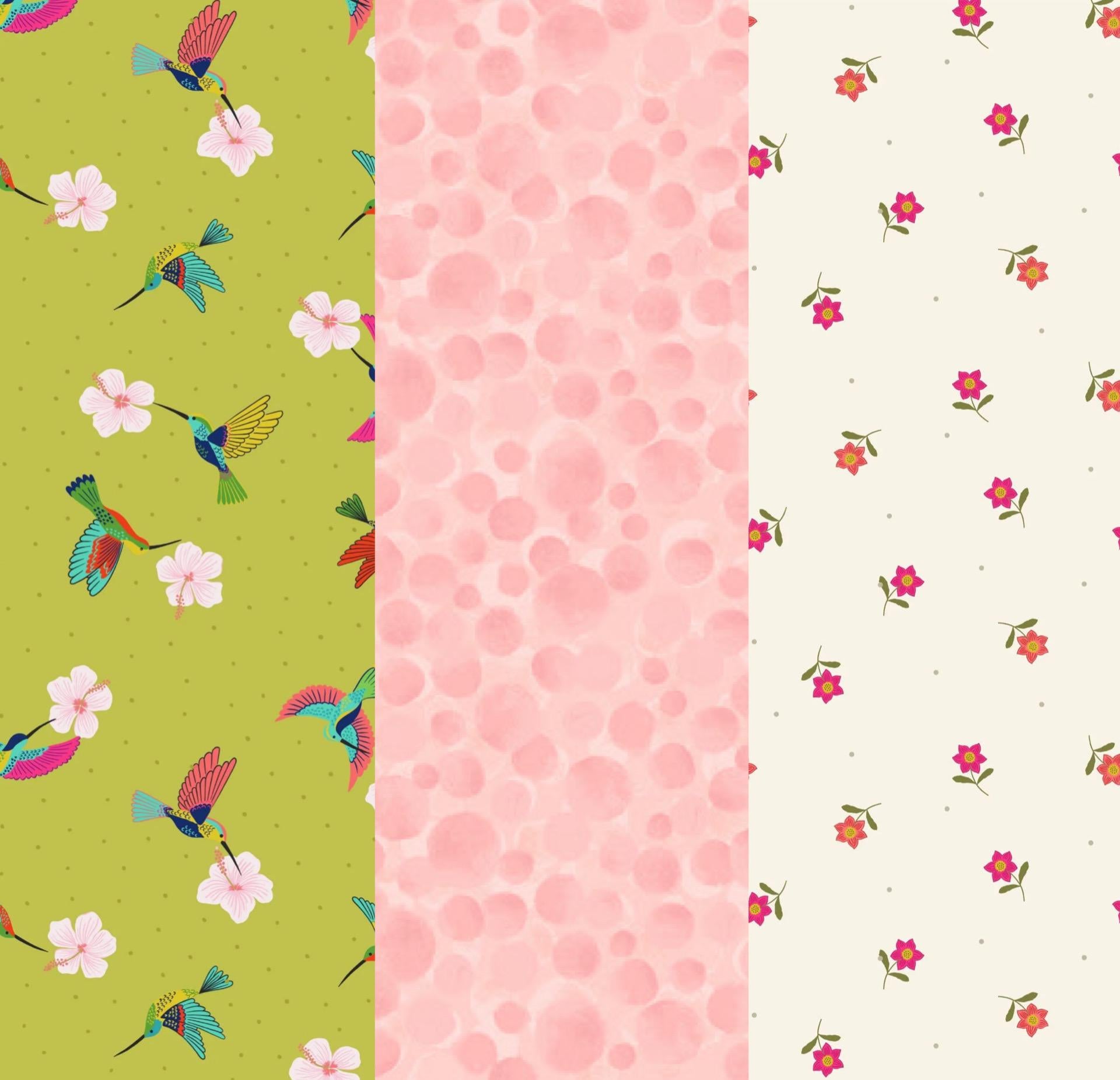 LIMITED EDITION Fabric Cafe Ashford Square Quilt Kit Featuring Lewis & Irene Hibiscus Hummingbird Fabrics Finished Size: 42.5"x60.5"