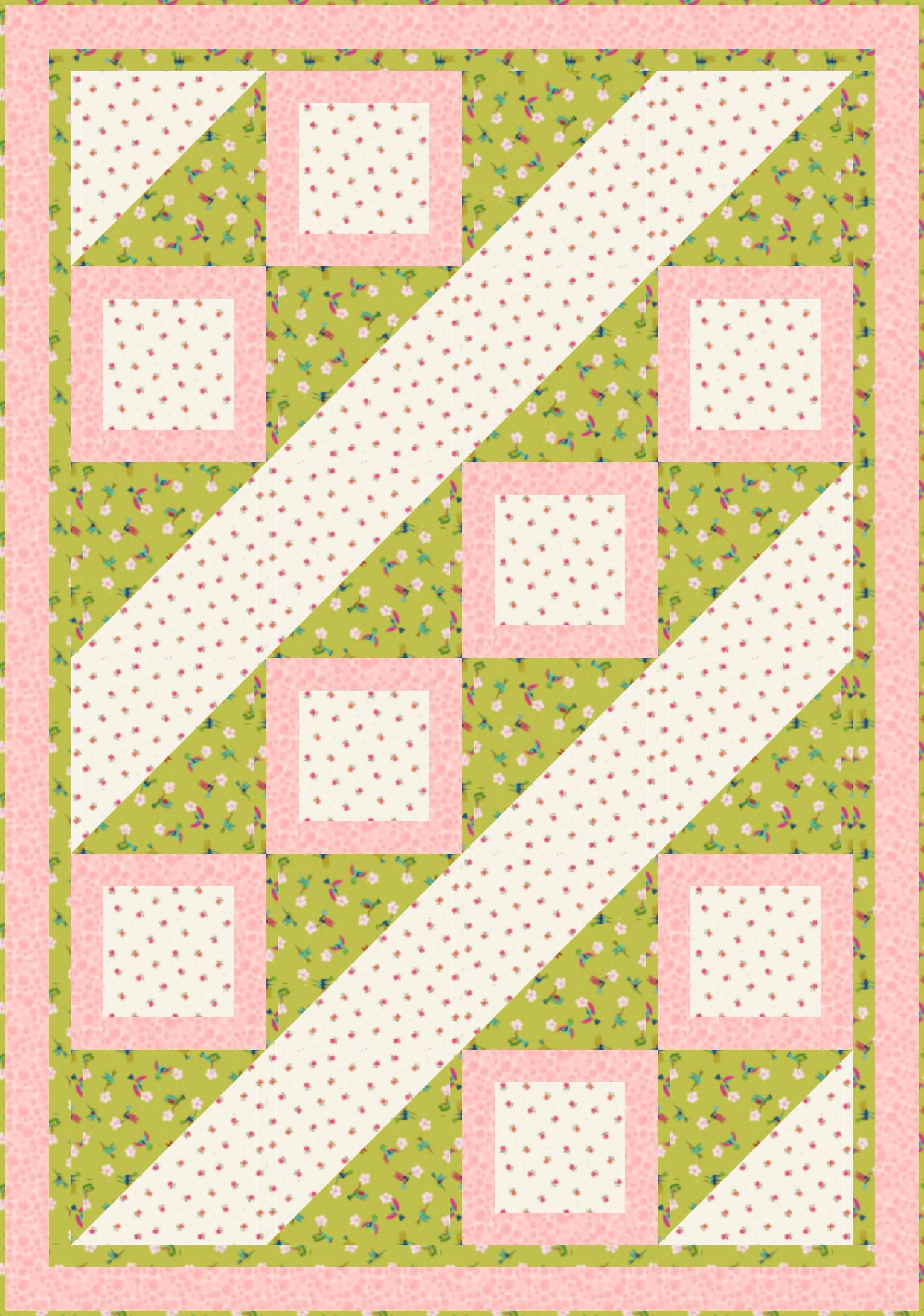 LIMITED EDITION Fabric Cafe Ashford Square Quilt Kit Featuring Lewis & Irene Hibiscus Hummingbird Fabrics Finished Size: 42.5"x60.5"