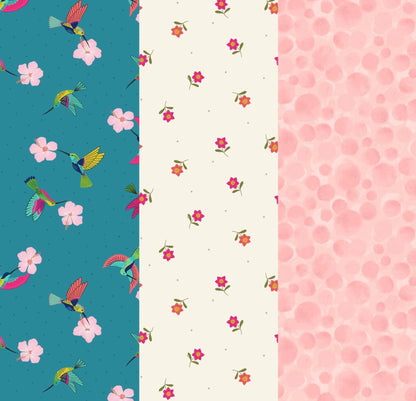 LIMITED EDITION Fabric Cafe Ashford Square Quilt Kit Featuring Lewis & Irene Hibiscus Hummingbird Fabrics Finished Size: 42.5"x60.5"
