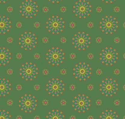 Riley Blake Heather Peterson Market Street Fabric Collection Medallions on Green Premium 100% Quilt Shop Quality Cotton Fabric