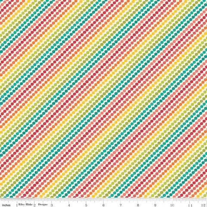 Riley Blake Heather Peterson Market Street Fabric Collection Rainbow Stripes on Cream Premium 100% Quilt Shop Quality Cotton Fabric